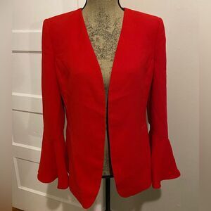 Catherine Malandrino Red Flare Sleeve Straight Line Blazer